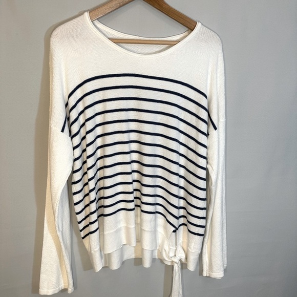 St John’s Bay Long Sleeve Cotton Blend Striped Corner Tie Top Blouse Sweater 1X - Picture 7 of 8